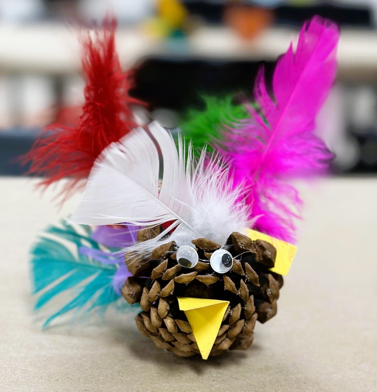 Pinecone turkey with feathers